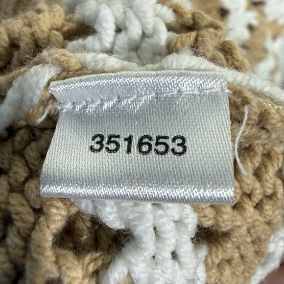 Loft Sweater WM Tan/white Stripe Open Knit Long Sleeve Chic Artisanal Classic - Picture 4 of 13